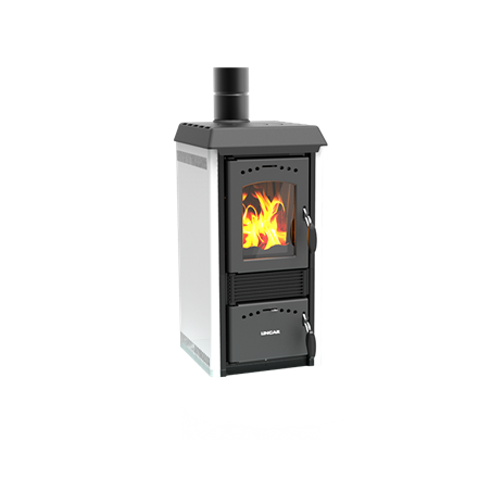 Poêle à bois Lincar Gioia 470 AZ acier émaillé blanc