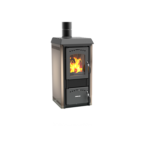 Poêle à bois Lincar Gioia 470 AZ acier émaillé cappuccino