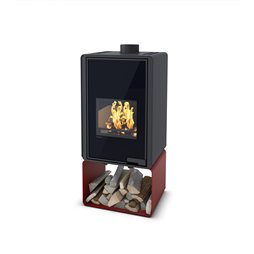 Poêle à bois Skü Värme Deluxe PENTAI rouge