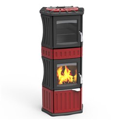 Poêle à bois Lincar Monella 185 Céramique rouge avec four