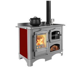 Cuisinière à bois Lincar Duchessa Acciaio rouge mat - 0505