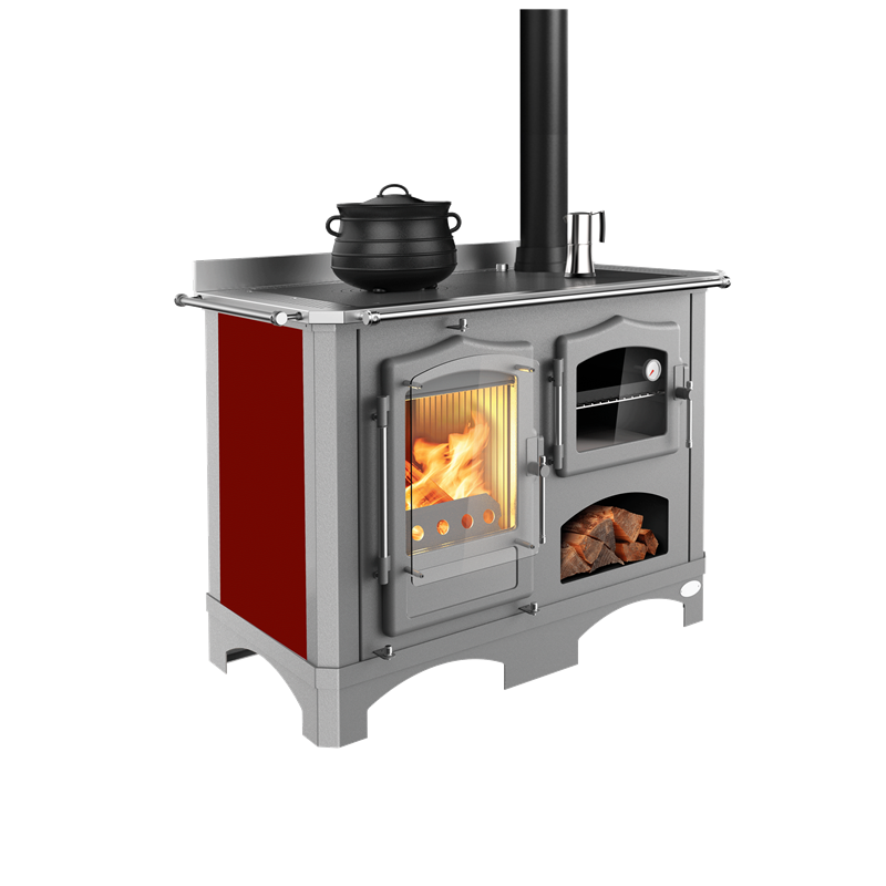 Cuisinière à bois Lincar Duchessa Acciaio rouge mat - 0505