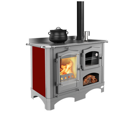 Cuisinière à bois Lincar Duchessa Acciaio rouge mat - 0505