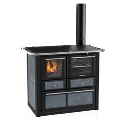 Cuisinière à bois Lincar Gaia 149A VL pierre ollaire avec four - Flamme visible