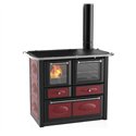 Cuisinière à bois Lincar Gaia 149A VL bordeaux avec four - Flamme visible