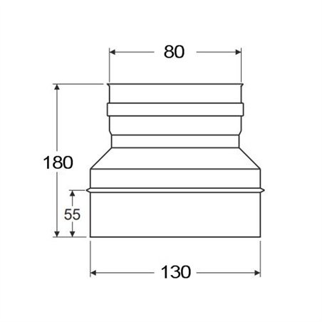 Réduction simple paroi inox - Ø 80 F - 130 M