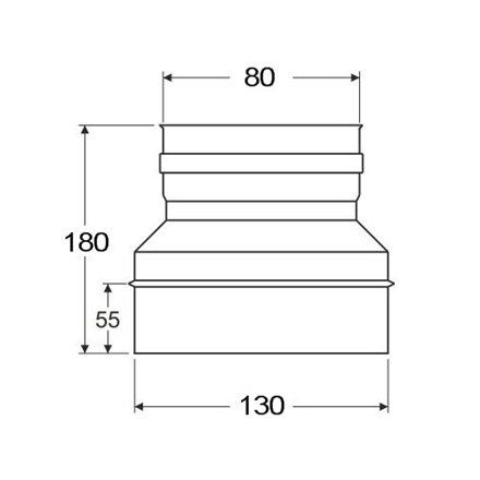 Réduction simple paroi inox - Ø 80 F - 130 M