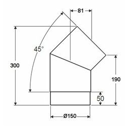 Coude à 45° acier noir - Ø 150
