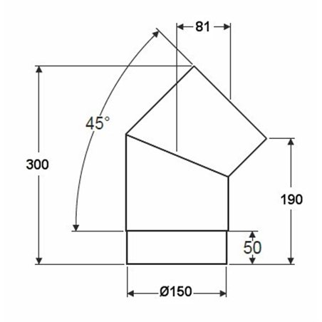 Coude à 45° acier noir - Ø 150