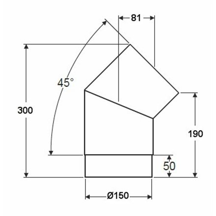 Coude à 45° acier noir - Ø 150