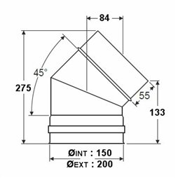 Coude à 45° double paroi isolée - Ø int/ext: 150-200