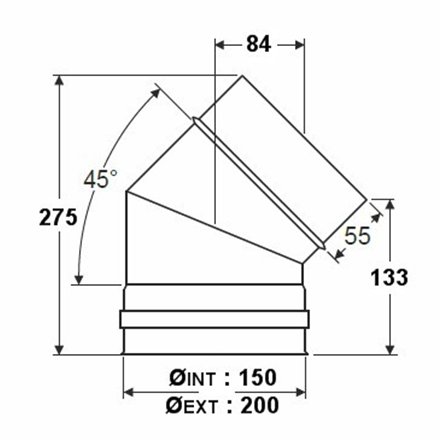 Coude à 45° double paroi isolée - Ø int/ext: 150-200