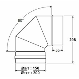Coude à 90° double paroi isolée - Ø int/ext: 150-200