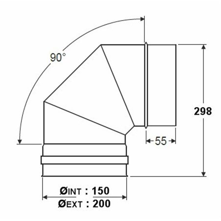 Coude à 90° double paroi isolée - Ø int/ext: 150-200