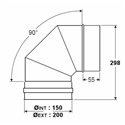 Coude à 90° double paroi isolée - Ø int/ext: 150-200