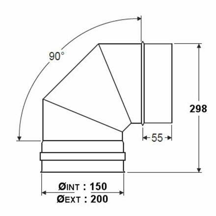 Coude à 90° double paroi isolée - Ø int/ext: 150-200